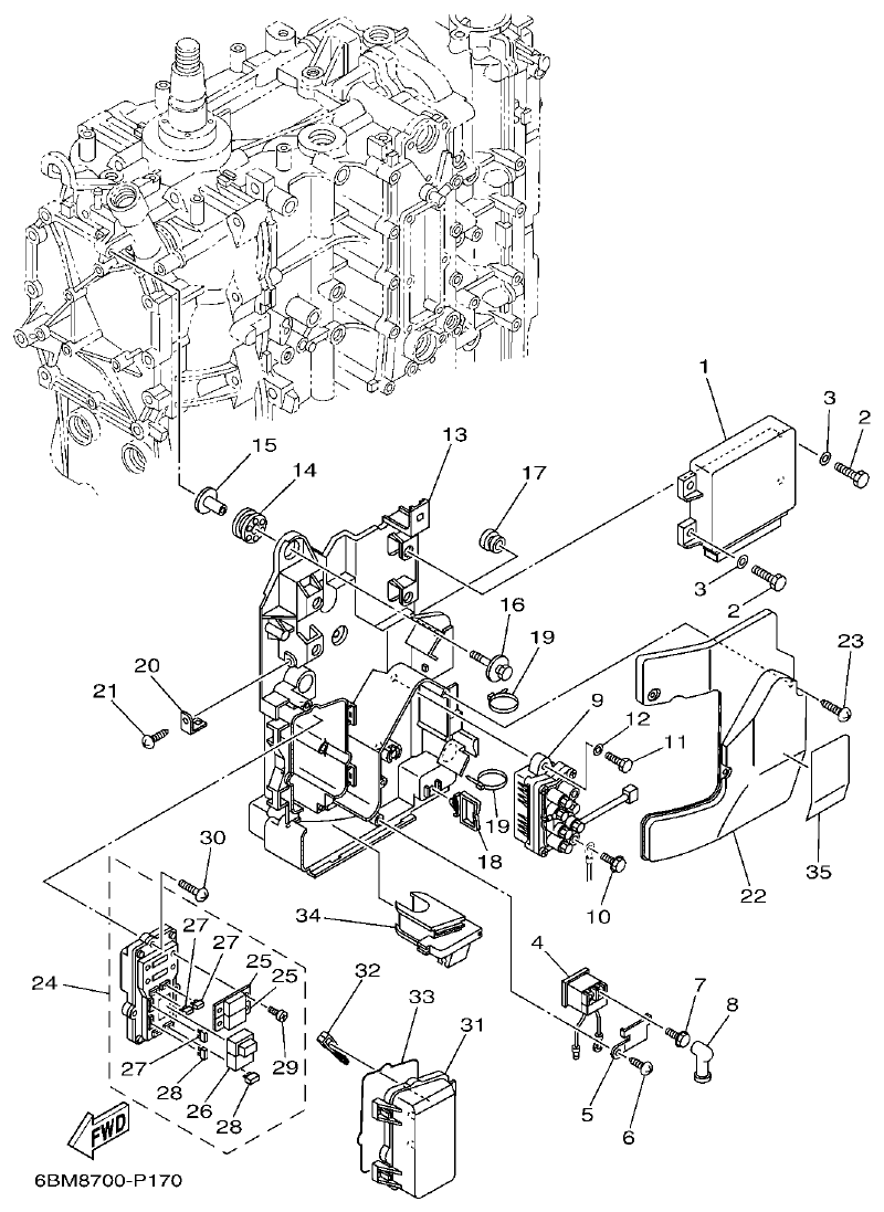 Yamaha F150FET, FL150FET ELECTRICAL 2 parts diagram